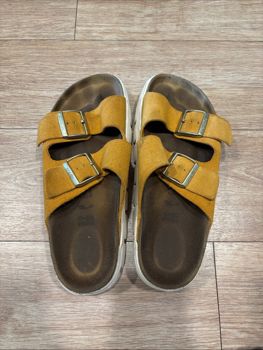 Papillio Mustard Yellow Suede Platform Sandals (Arizona chunky Birkenstock) - Picture 2 of 6